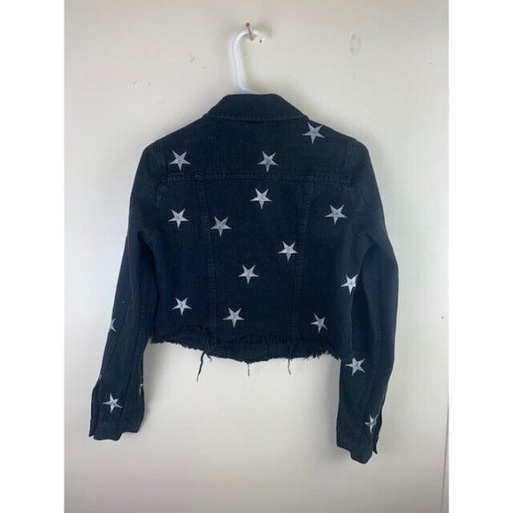 Pistola Size XS Womens Jacket Black Stars Denim Jean Button Front - Picture 3 of 3